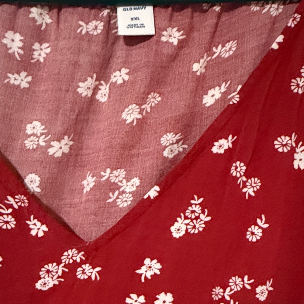 Old Navy Crimson Dress with Floral Accents